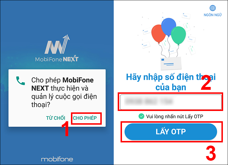 Khởi động ứng dụng MobiFone NEXT