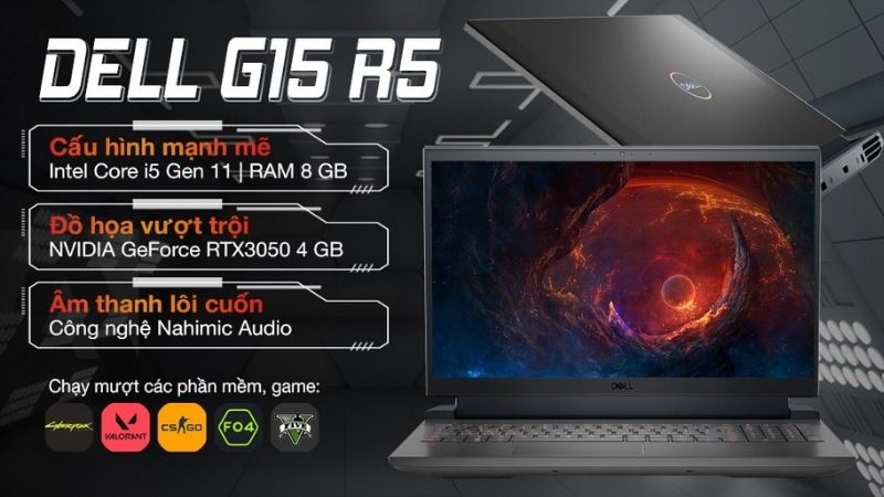 Laptop Dell Gaming G15 5511 i5 mang đến sự bền bỉ hoàn mĩ