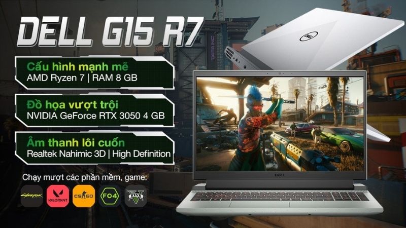 Laptop Dell Gaming G15 5515 R7 5800H sở hữu một thiết kế thời thượng