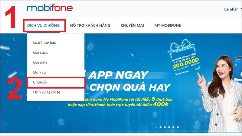 Vào mục Chọn số