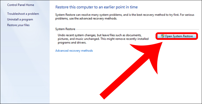 Mở System Restore