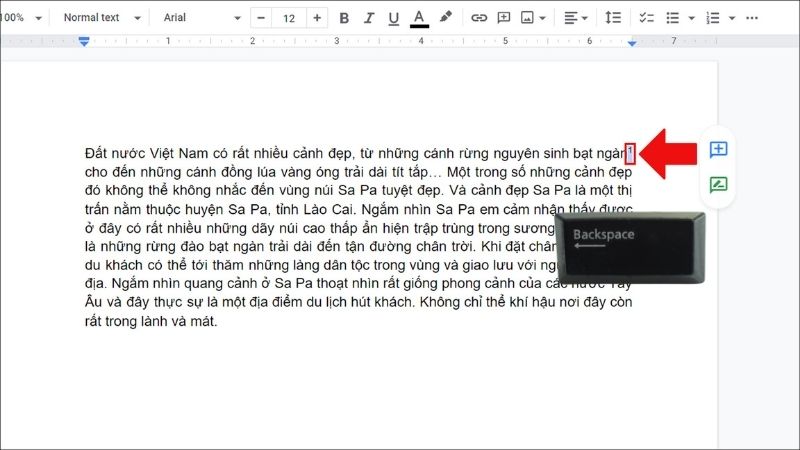 Bôi đen số trên đầu của từ được chú thích và nhấn phím backspace để xóa