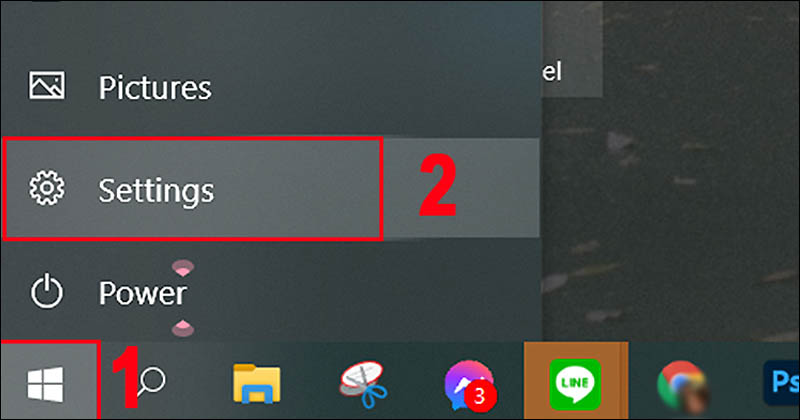 Bạn vào Start để truy cập phần Settings