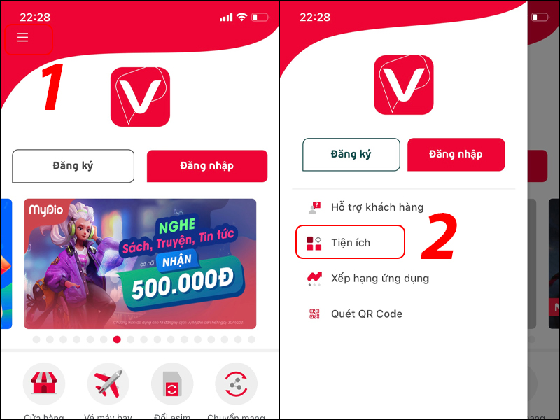 Xem các tiện ích trong app My Viettel