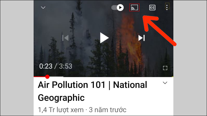 Nút Chromecast trên YouTube