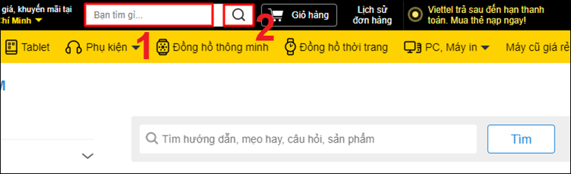 Nhập từ khóa vào ô Bạn tìm gì, sau đó bấm vào biểu tượng tìm kiếm