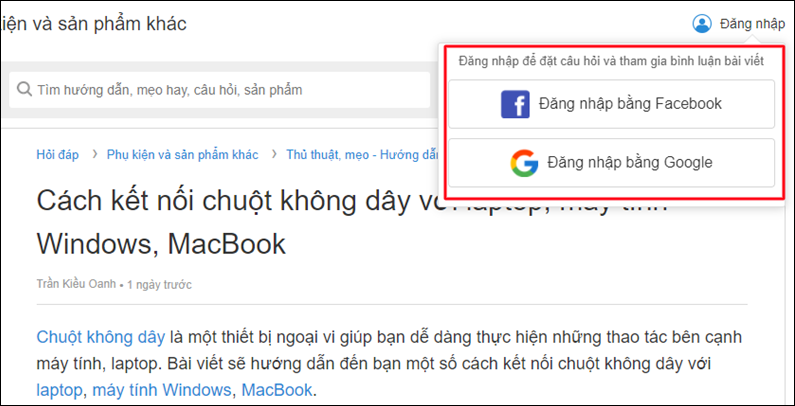 Chọn một trong hai hình thức đăng nhập và điền thông tin để đăng nhập