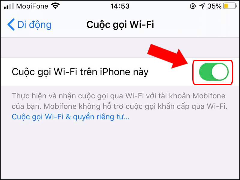 Bật tính năng WiFi Calling