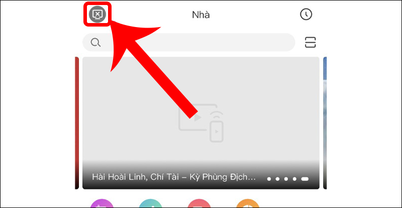 Chọn biểu tượng tivi ở góc trên bên trái