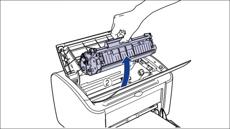 Kéo hộp mực ra khỏi giấy