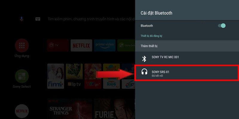 Tivi kết nối loa Bluetooth thành công