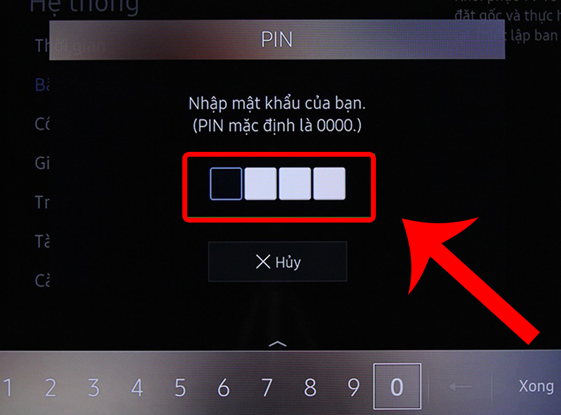 Mã PIN mặc định là 0000