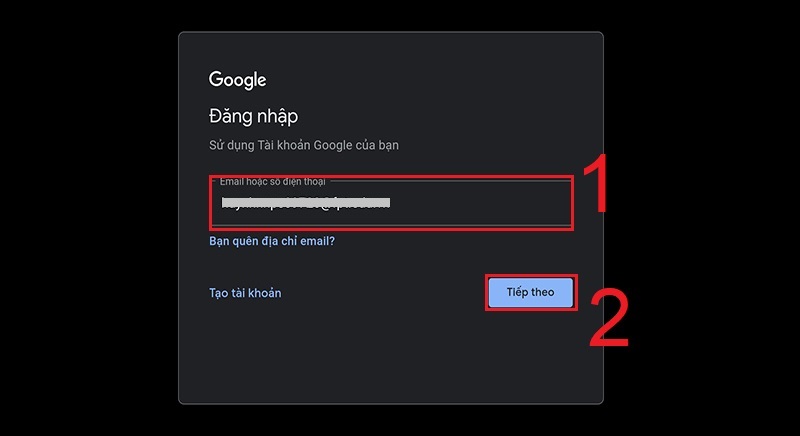 Nhập vào tài khoản Google của bạn
