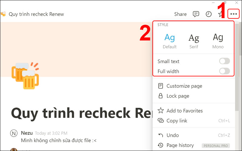 Điều chỉnh phong cách chữ trong Notion
