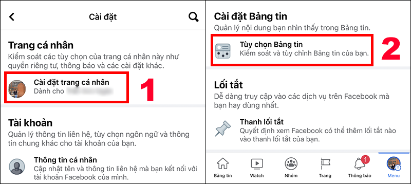 Bạn tìm chọn mục Tùy chọn bảng tin trong phần Cài đặt bảng tin