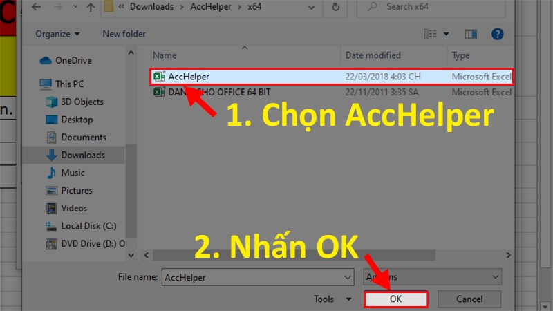 Tìm đến phần mềm AccHelper vừa giải nén