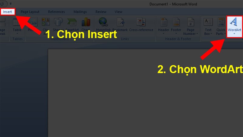 Chọn WordArt