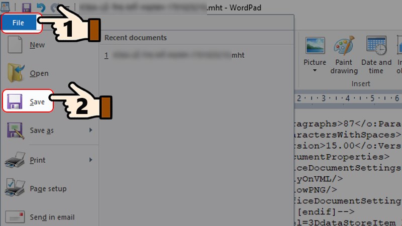 Nhấn chọn Ctrl + S hoặc vào File chọn Save