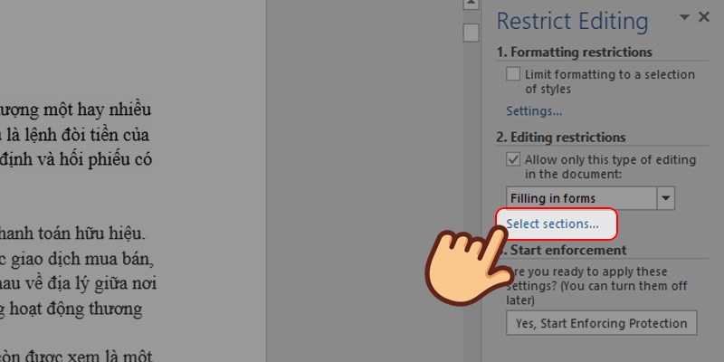 Nhấn chọn Select sections…