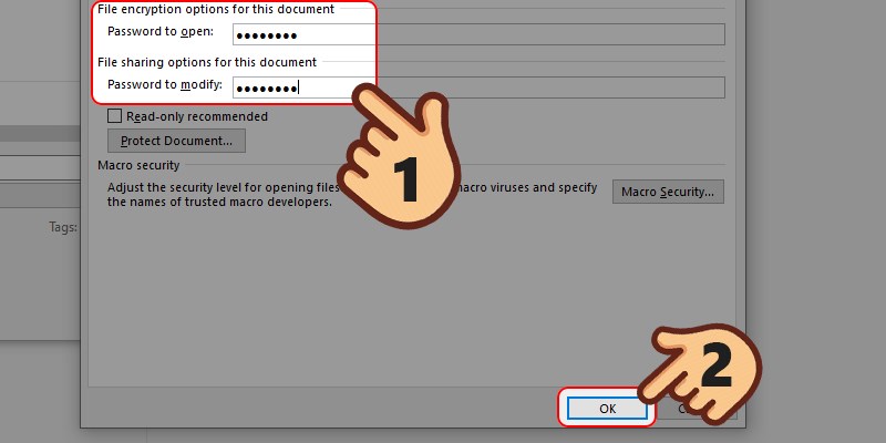 Đặt mật khẩu mở file Word
