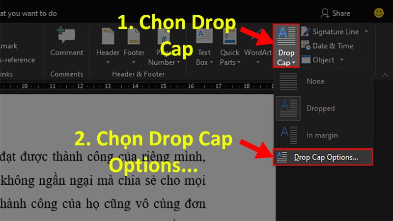 Chọn Drop Cap Options...