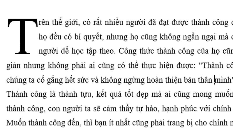 Kết quả sau khi tạo thành công Drop Cap