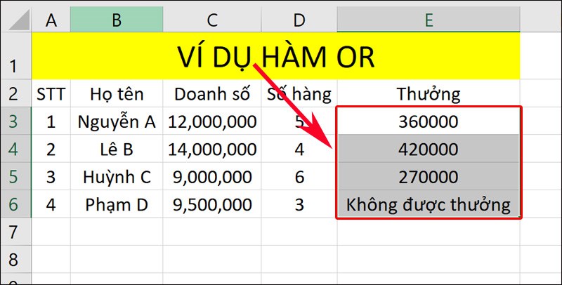 Nhấn phím Enter để hiển thị kết quả