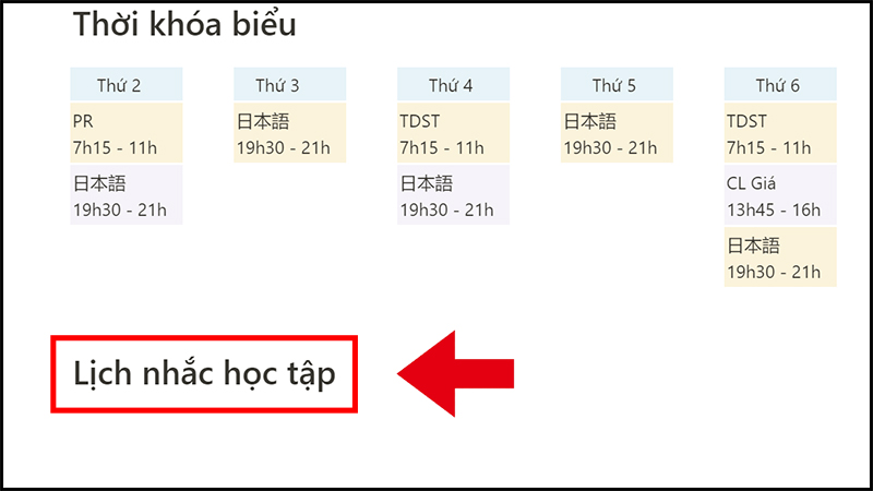 Tạo /heading/ và đặt tên là Lịch nhắc học tập