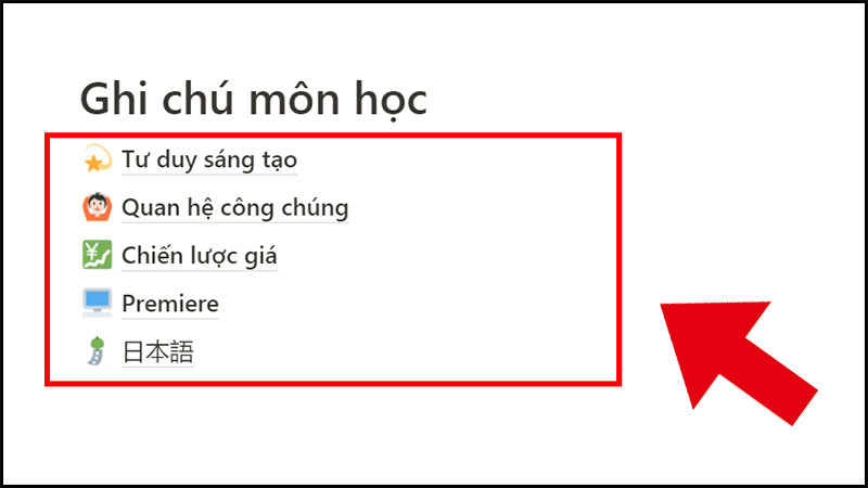 Có thể tạo nhiều trang trên Notion với mỗi trang là một môn học khác nhau