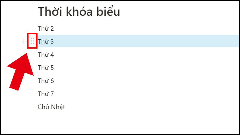 Nhấn giữ biểu tượng 6 dấu chấm ở mục Thứ 3