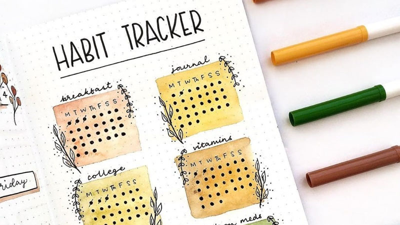 Lịch hàng tháng với habit tracker