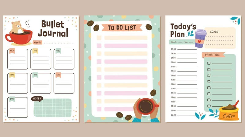 Template Bullet Journal sinh động