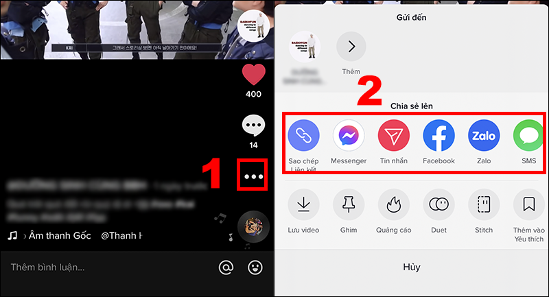 Bạn ấn vào biểu tượng dấu ba chấm để tiến hành chia sẻ
