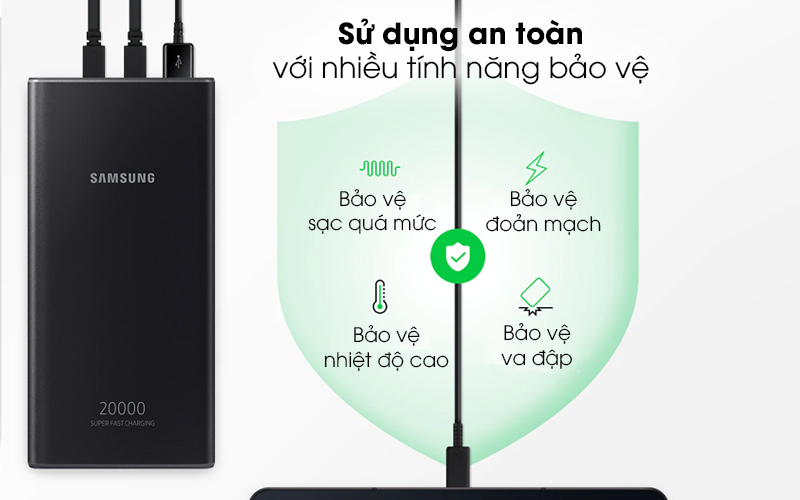 Sạc dự phòng Samsung an toàn cho người sử dụng và thiết bị