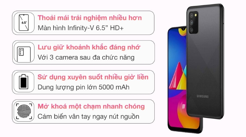 So với Galaxy A02s, thiết bị có nhiều nâng cấp mới