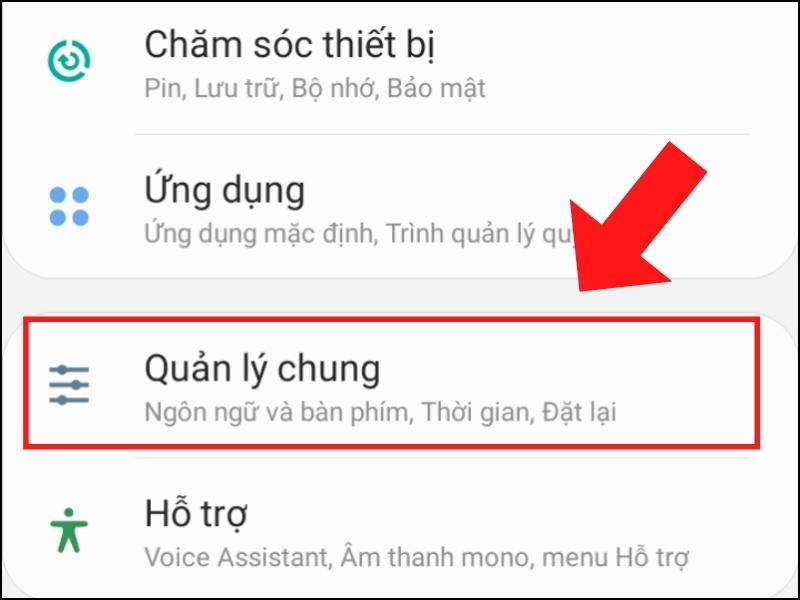 Mở Quản lý chung