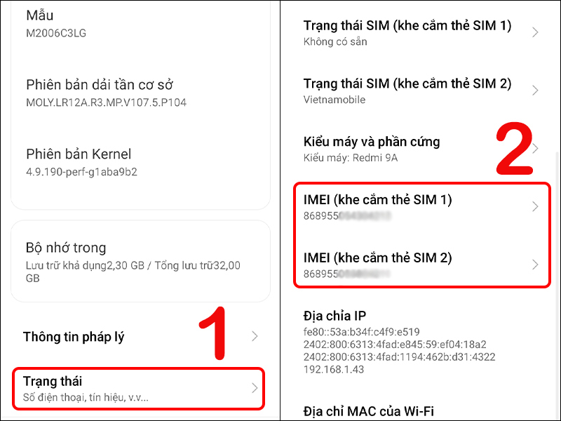 Cách xem số IMEI trên điện thoại Xiaomi