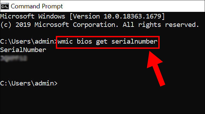 Gõ dòng “wmic bios get serialnumber”