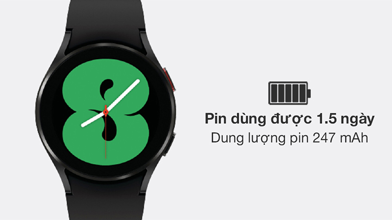 Với phiên bản 42 mm và 40mm, Samsung đã trang bị viên pin 247 mAh