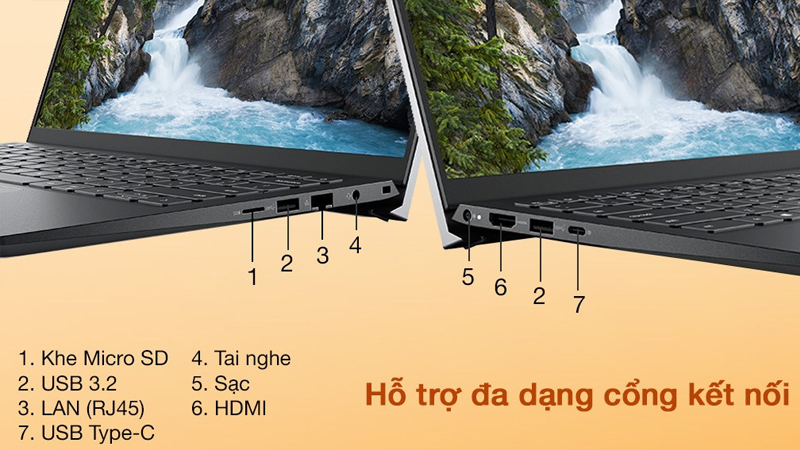 Laptop sở hữu đa dạng cổng kết nối