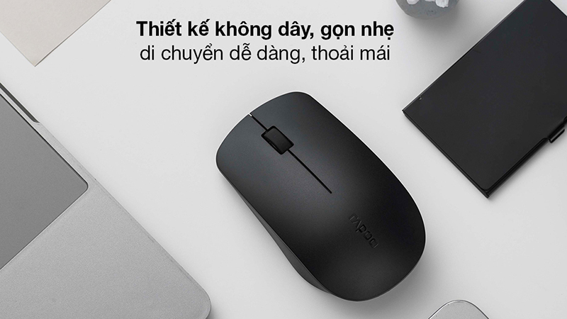 Rapoo M20 Plus có màu đen thanh lịch, hình dạng cân đối, cầm nắm tiện lợi 