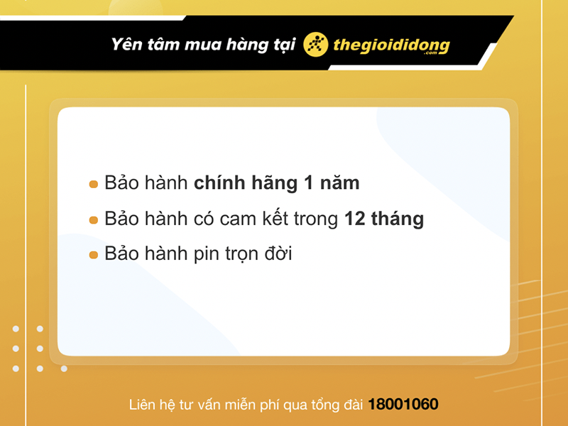 Chế độ bảo hành sẽ tùy thuộc vào từng sản phẩm, thời gian