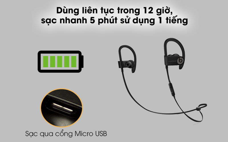 Beats Powerbeats 3 ML8V2/ MRQ92 có tính năng sạc nhanh Fast Fuel