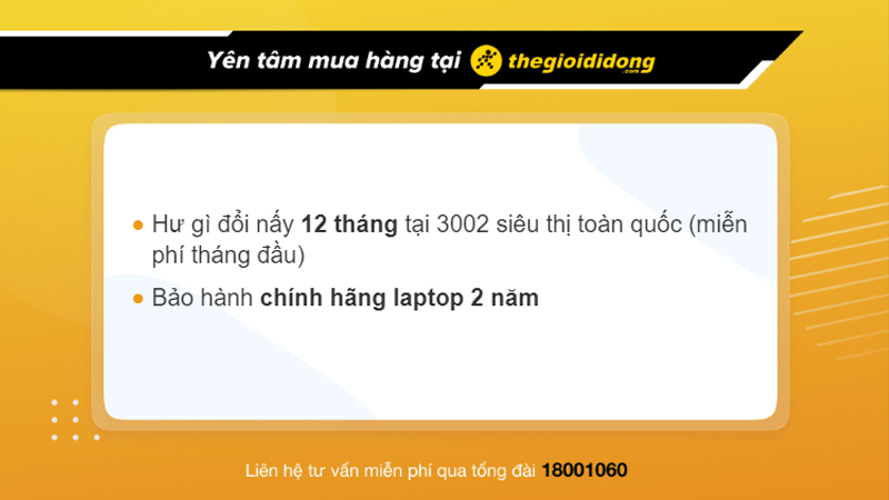 Chính sách bảo hành khi mua laptop tại Thế Giới Di Động