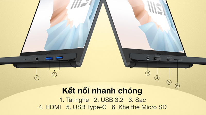 Laptop được trang bị đầy đủ các cổng kết nối phổ biến