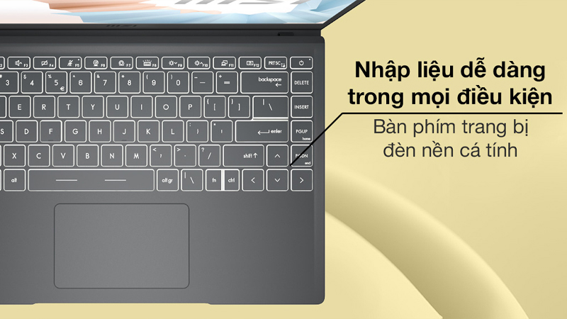 Bàn phím laptop được trang bị đèn nền hữu ích