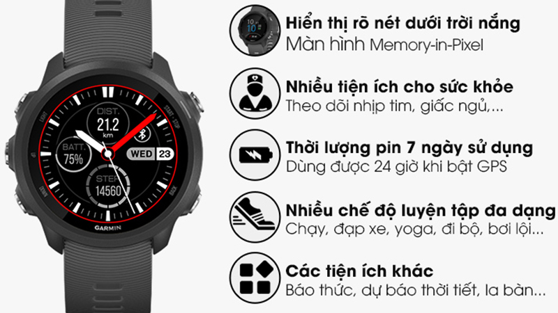 Đồng hồ thông minh Garmin Forerunner 245 dây silicone