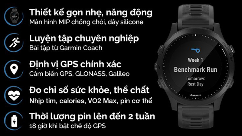 Đồng hồ thông minh Garmin Forerunner 945 dây silicone