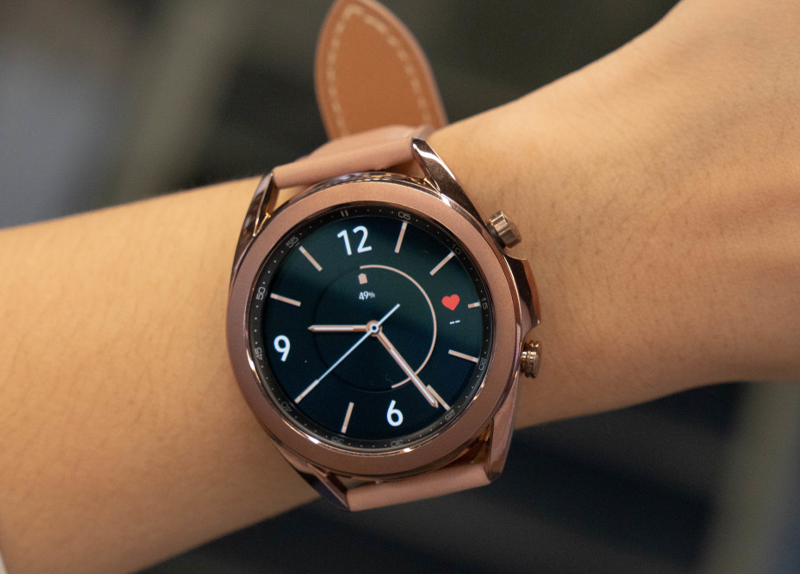 Ảnh minh họa Galaxy Watch 3 LTE 41mm viền thép dây da hồng