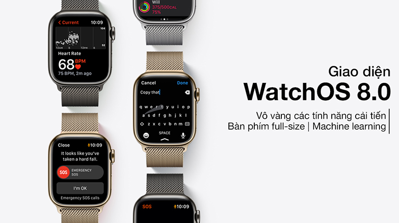 Apple Watch S7 LTE sở hữu khung viền thép không gỉ cứng cáp, sang trọng